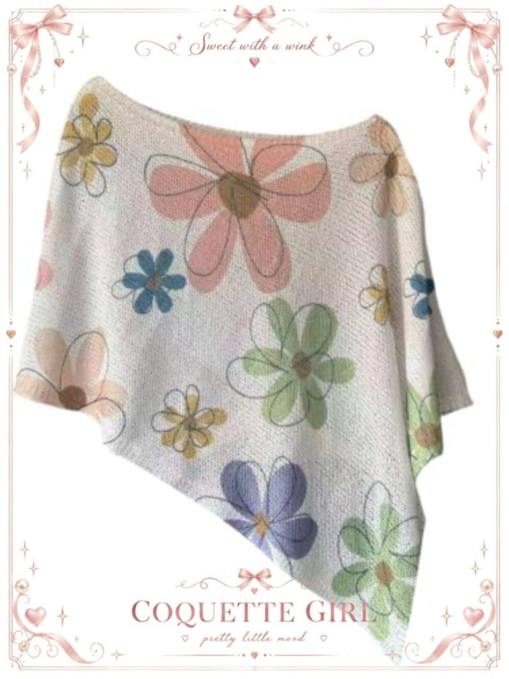 Floral Off Shoulder Poncho Cover Up Batwing Sleeve Beachwear